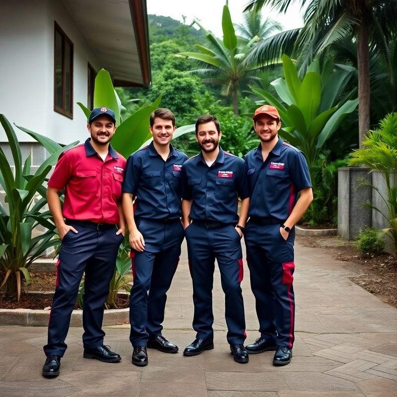 Equipo de electricistas de Flores & García frente a un proyecto residencial finalizado en Limón